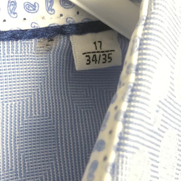 Bugatchi Mens Blue Patterned Classic Fit Size 17 - Picture 6 of 7